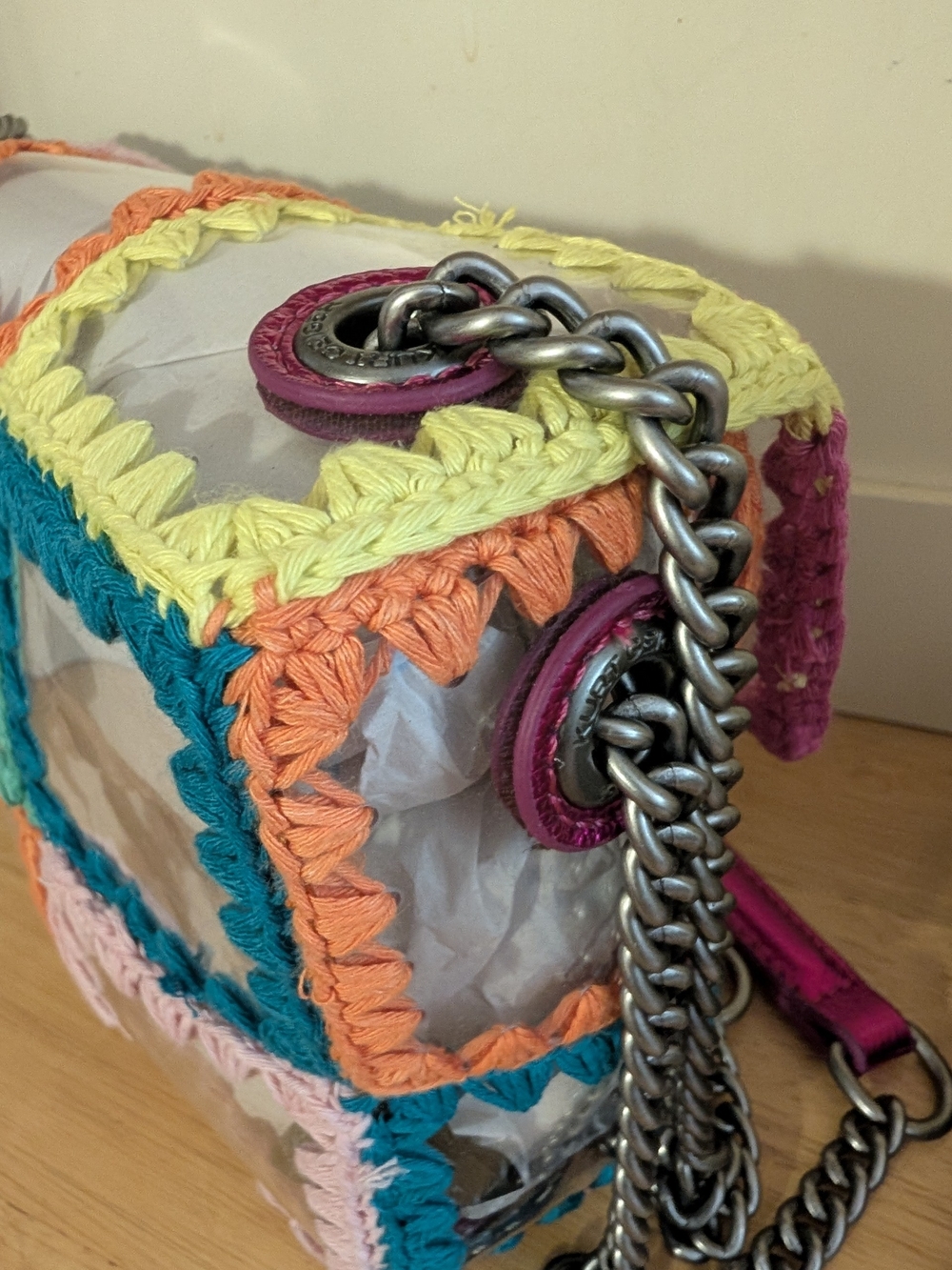 Kurt Geiger Patchwork Crochet And Vinyl Medium Kensington Bag - Picture 6 of 11